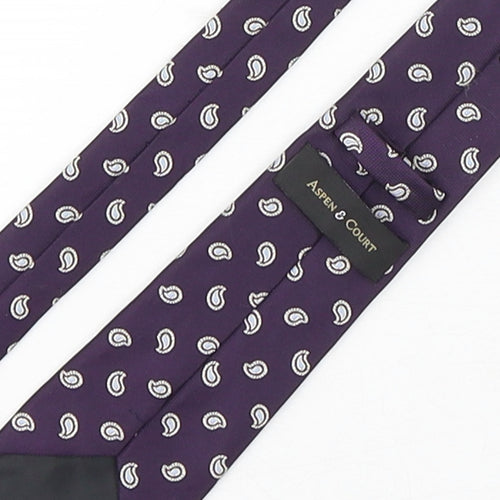 Aspen & Court Mens Purple Paisley Polyester Pointed Tie One Size
