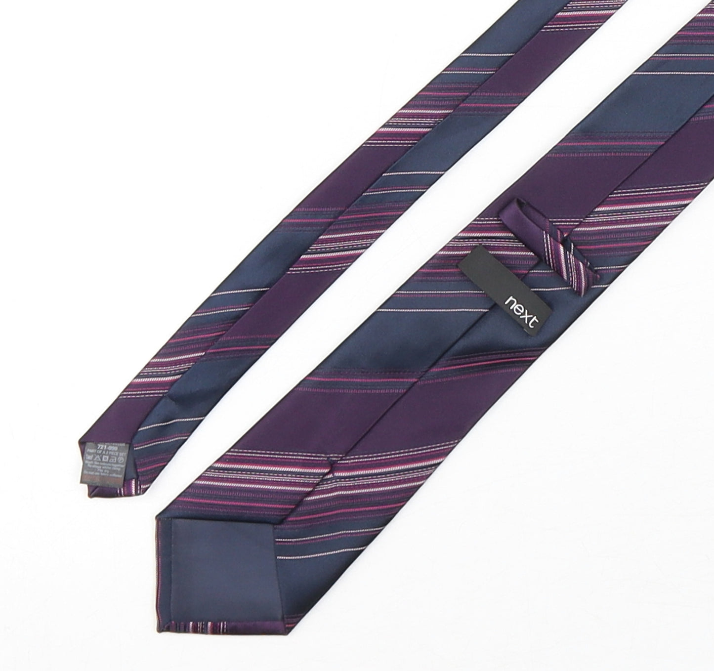 NEXT Mens Purple Striped Polyester Pointed Tie One Size