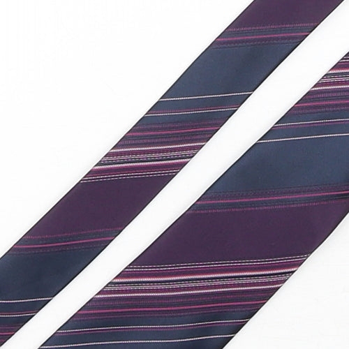 NEXT Mens Purple Striped Polyester Pointed Tie One Size