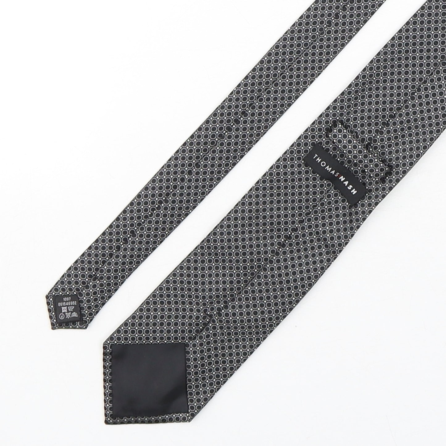 Thomas Nash Mens Black Polka Dot Polyester Pointed Tie One Size