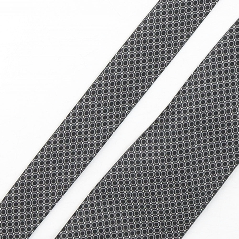 Thomas Nash Mens Black Polka Dot Polyester Pointed Tie One Size