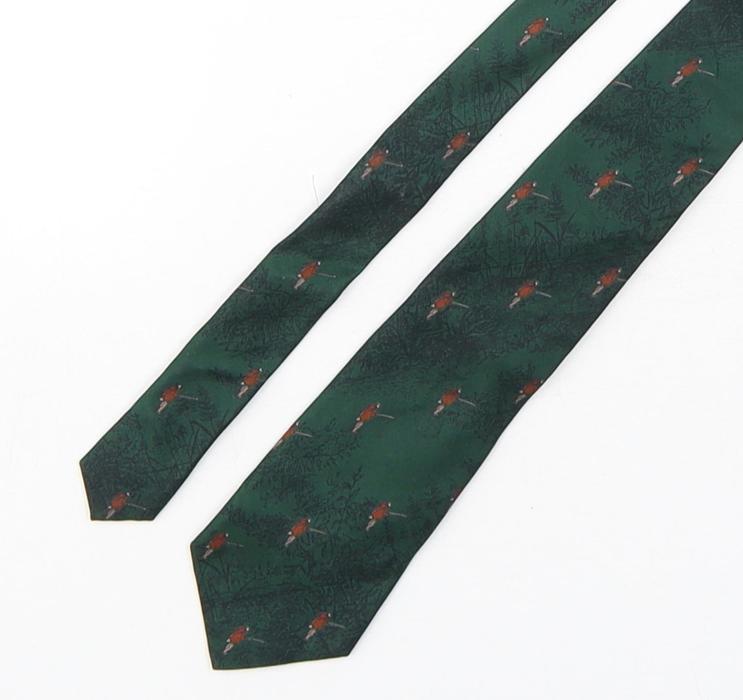 Leonardo Stelli Mens Green Geometric Polyester Pointed Tie One Size - Hunting