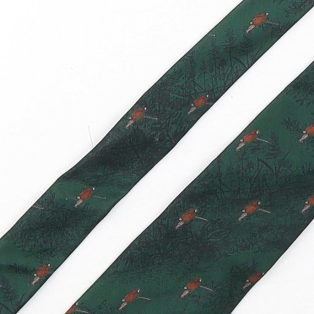 Leonardo Stelli Mens Green Geometric Polyester Pointed Tie One Size - Hunting