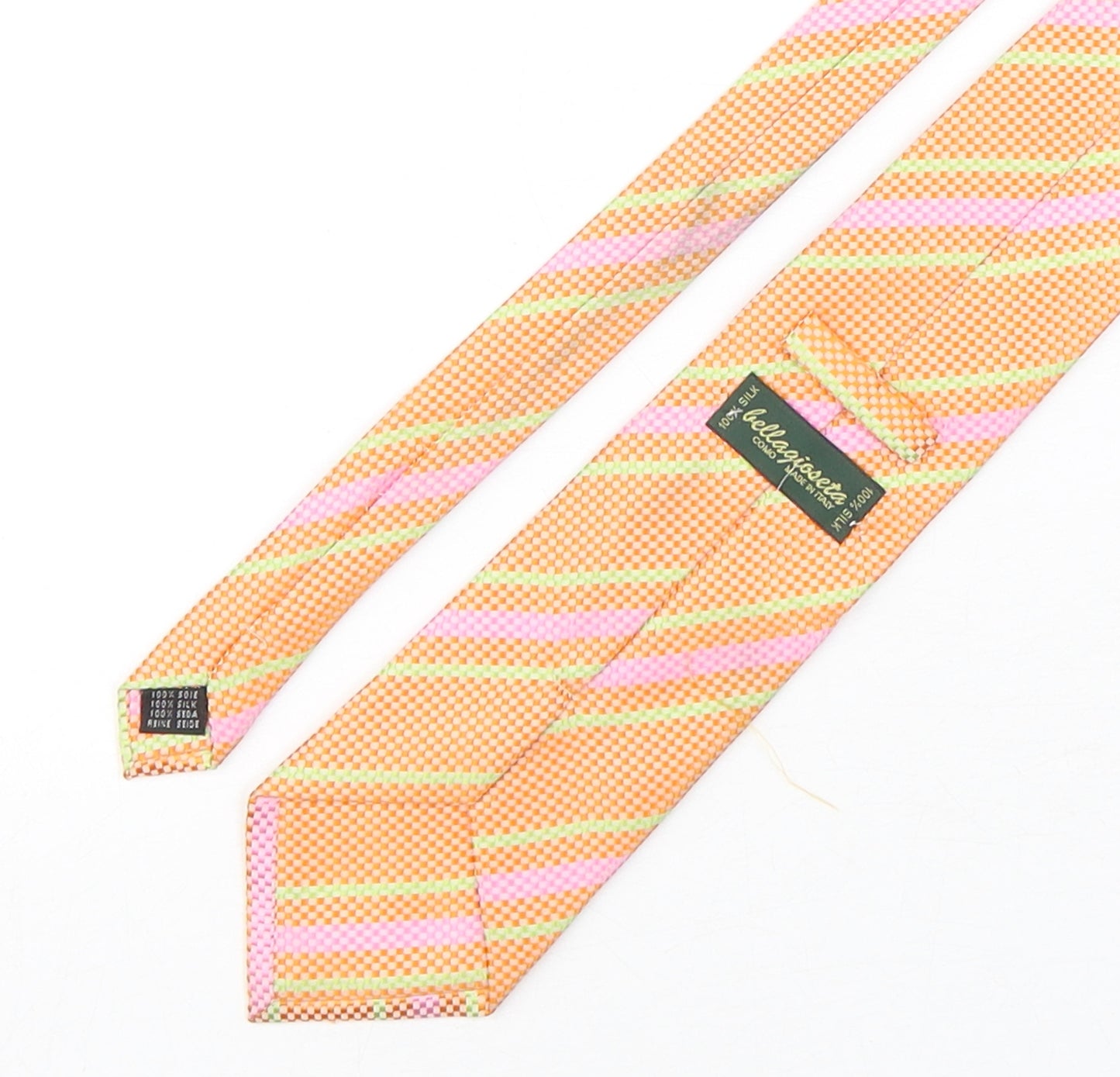 Bellagioseta Mens Multicoloured Striped Silk Pointed Tie One Size