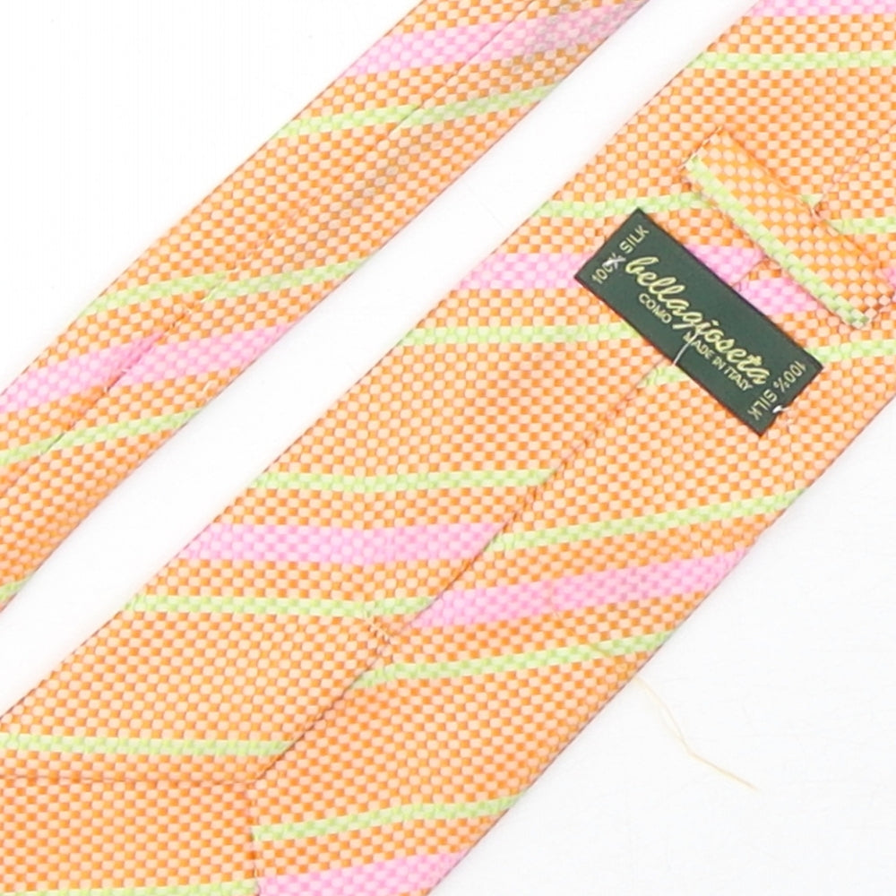 Bellagioseta Mens Multicoloured Striped Silk Pointed Tie One Size