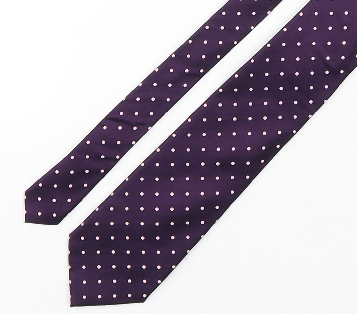 Marks and Spencer Mens Purple Polka Dot Silk Pointed Tie One Size