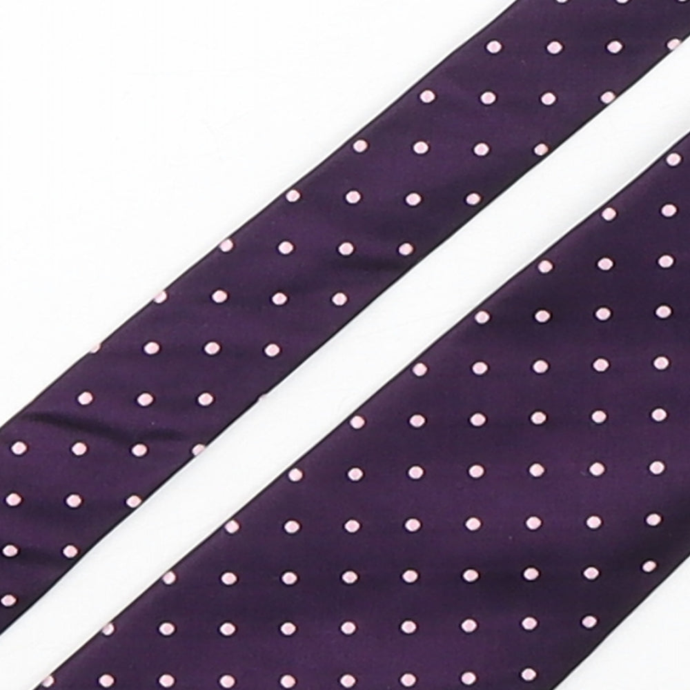 Marks and Spencer Mens Purple Polka Dot Silk Pointed Tie One Size