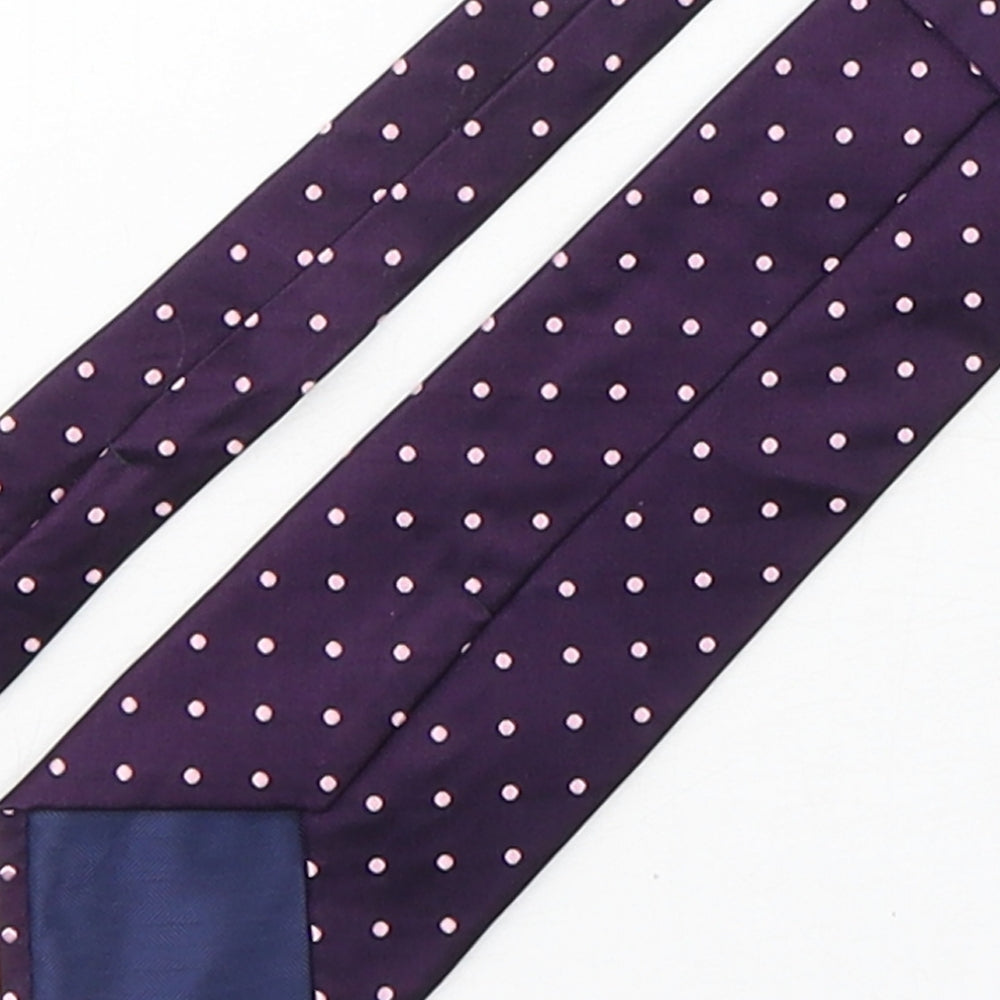 Marks and Spencer Mens Purple Polka Dot Silk Pointed Tie One Size