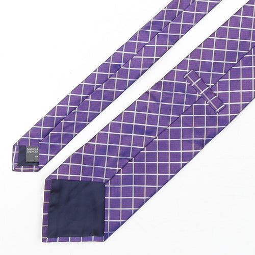 Marks and Spencer Mens Purple Plaids & Checks Silk Pointed Tie One Size