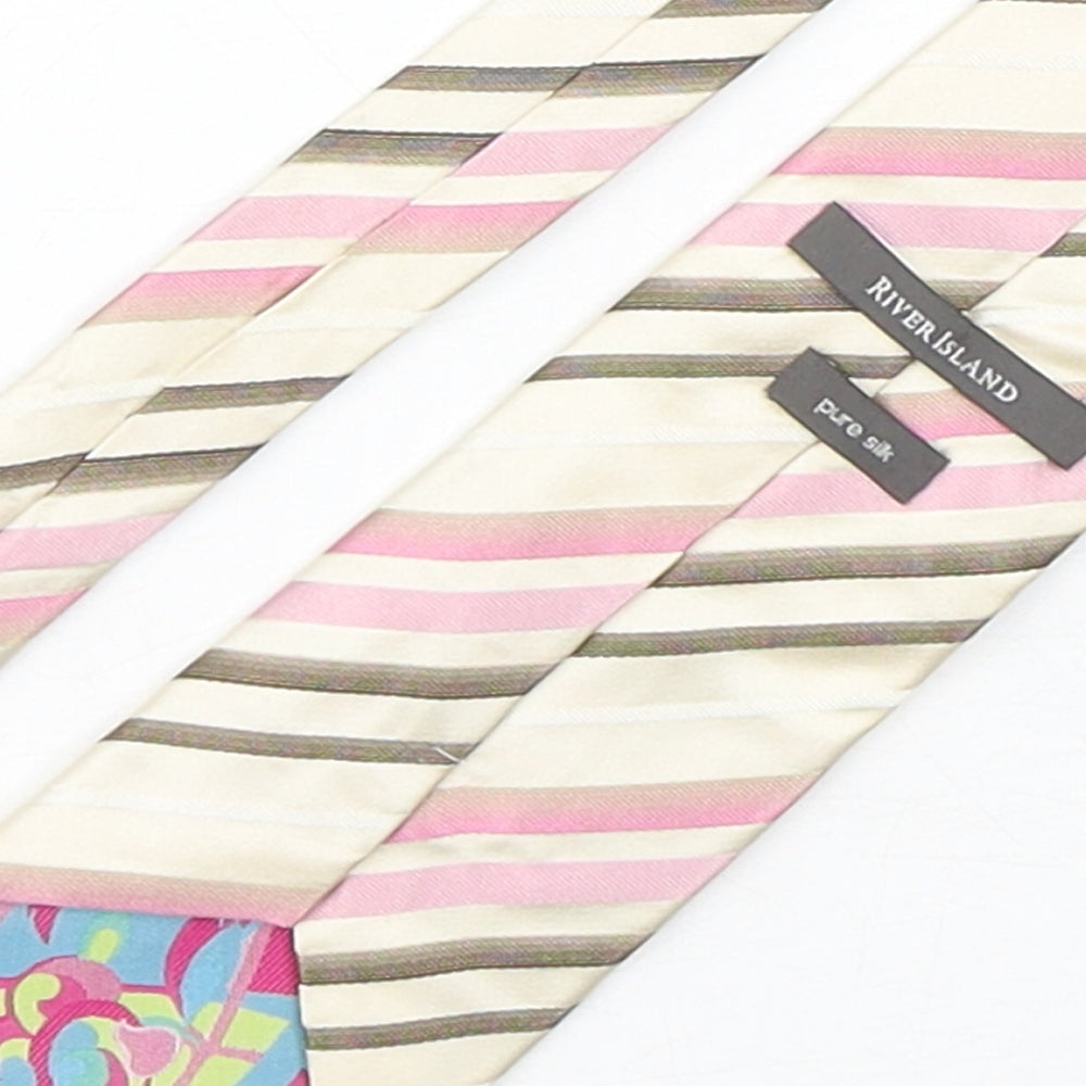 River Island Mens Multicoloured Striped Silk Pointed Tie One Size