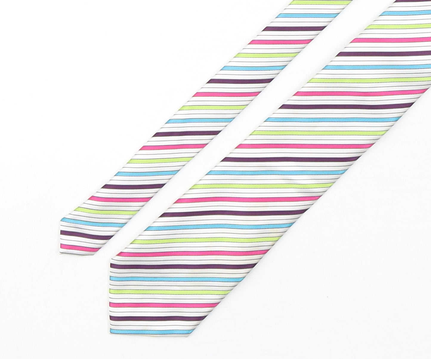 Thomas Nash  Mens Multicoloured Striped Polyester Pointed Tie One Size