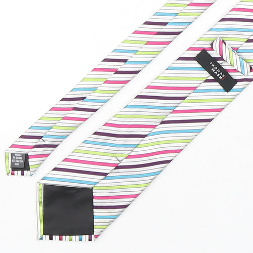 Thomas Nash  Mens Multicoloured Striped Polyester Pointed Tie One Size