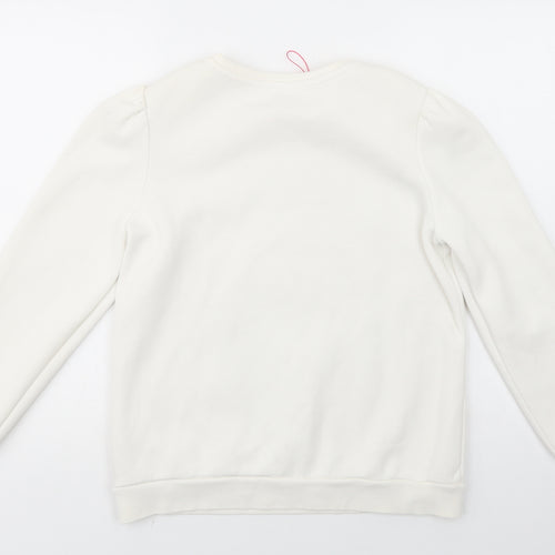 Savida Womens White  Cotton Pullover Sweatshirt Size S  Pullover