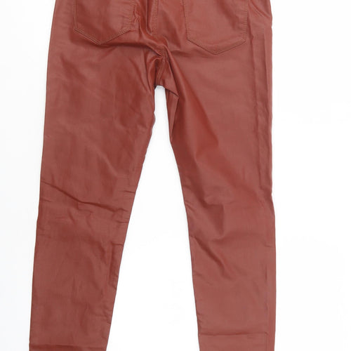 Marks and Spencer Womens Brown  Cotton Jegging Trousers Size 10 L31 in Regular Button - Faux Leather