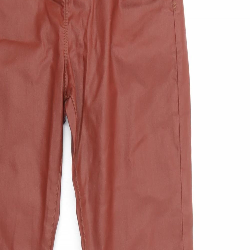 Marks and Spencer Womens Brown  Cotton Jegging Trousers Size 10 L31 in Regular Button - Faux Leather