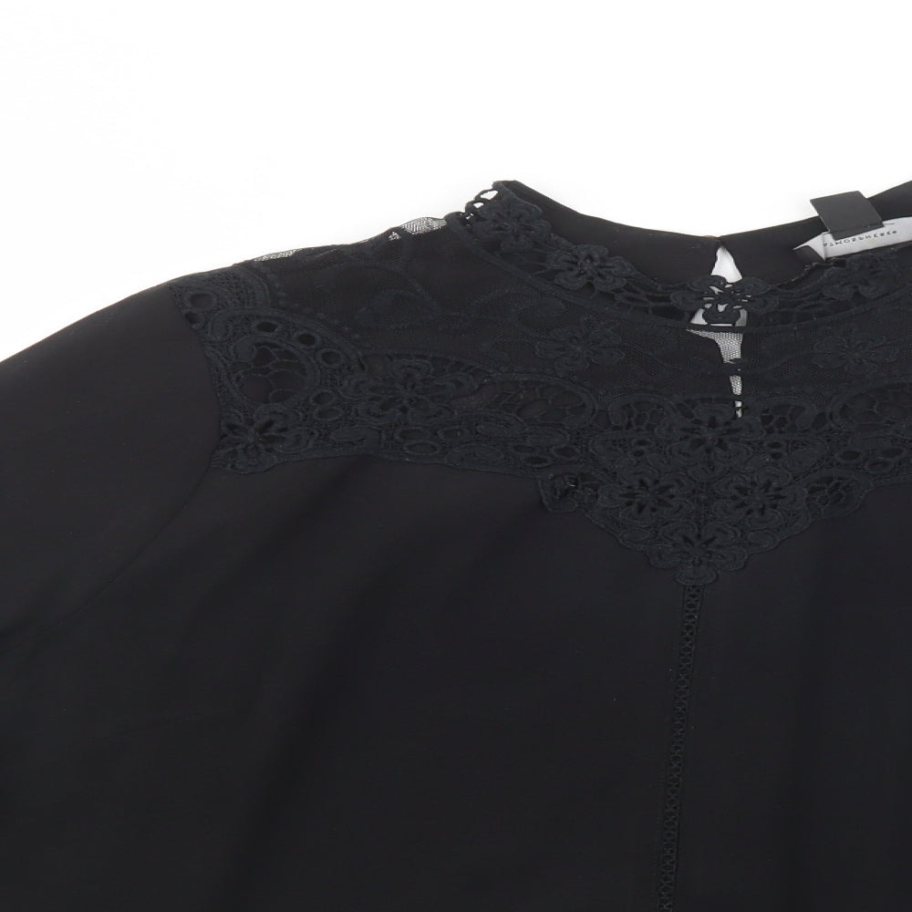 Atmosphere Womens Black  Polyester Basic Blouse Size 20 Mock Neck - Lace Detail