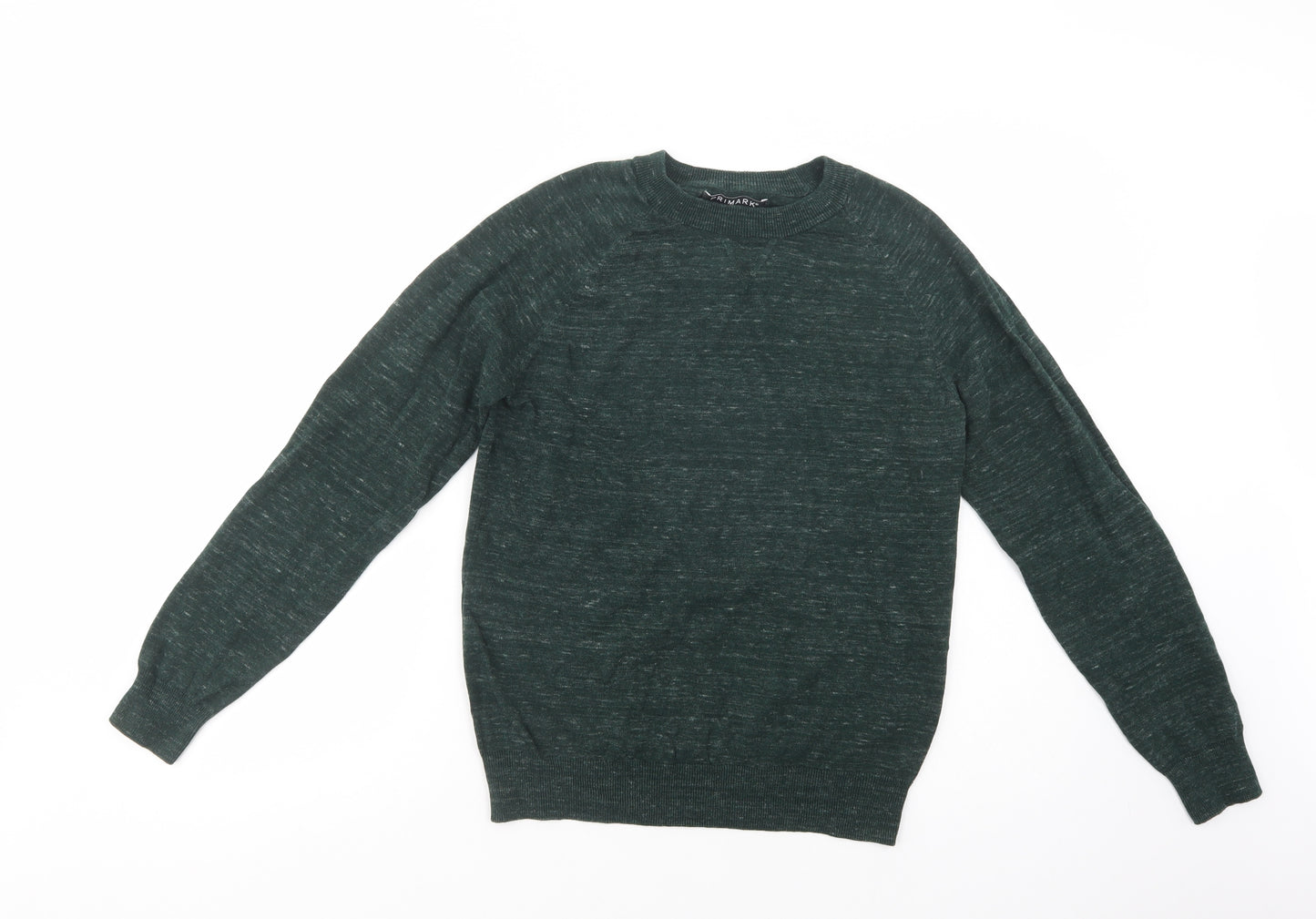Primark Mens Green Crew Neck  Cotton Pullover Jumper Size S