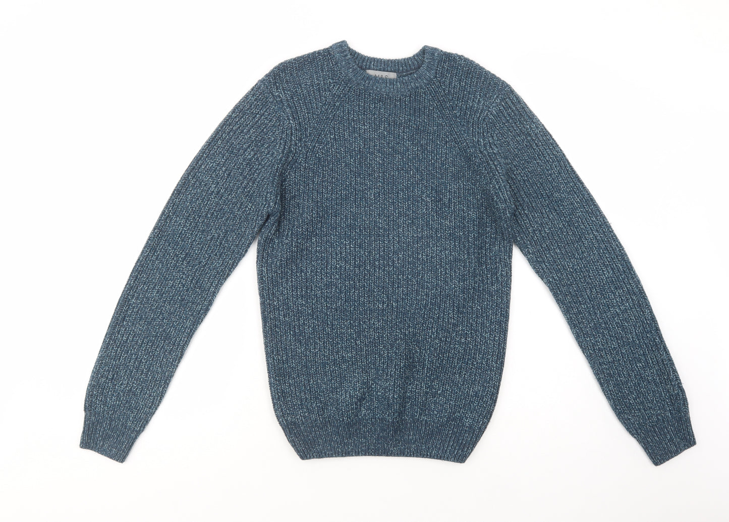 Marks and Spencer Mens Blue Crew Neck  Acrylic Pullover Jumper Size S