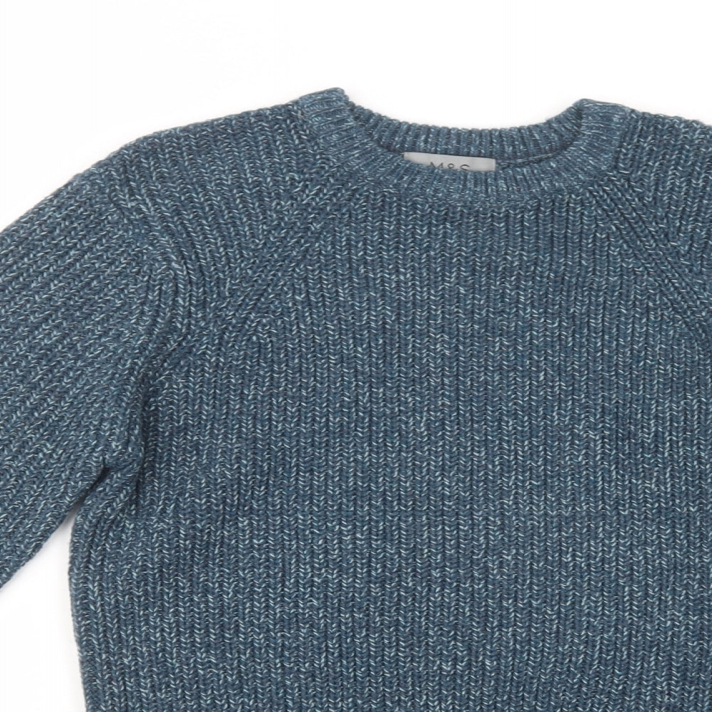 Marks and Spencer Mens Blue Crew Neck  Acrylic Pullover Jumper Size S
