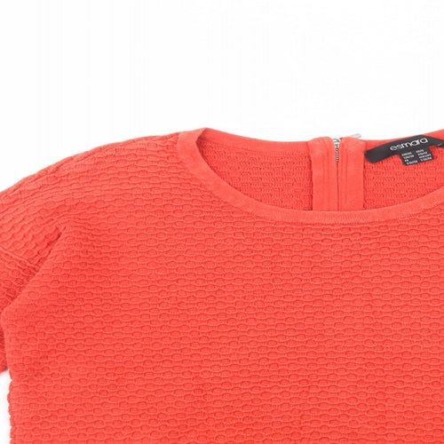 ESMARA Womens Red Scoop Neck  Cotton Pullover Jumper Size 10