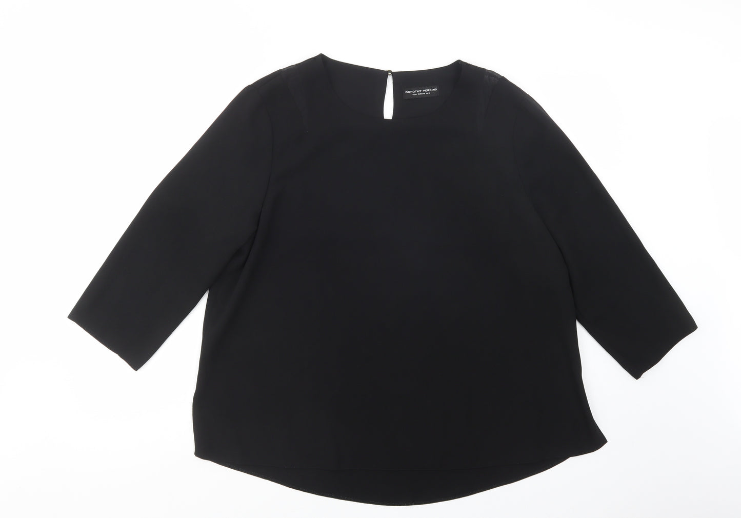 Dorothy Perkins Womens Black  Polyester Basic Blouse Size 18 Boat Neck