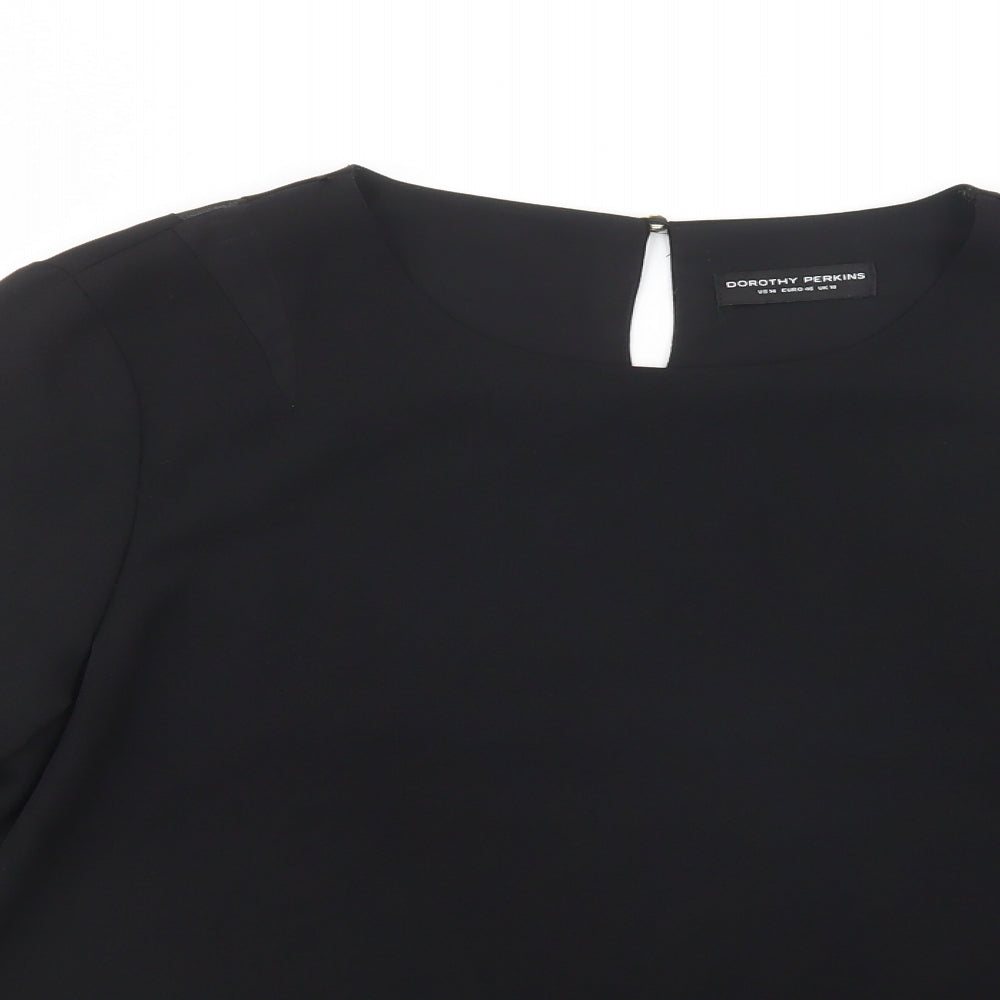 Dorothy Perkins Womens Black  Polyester Basic Blouse Size 18 Boat Neck