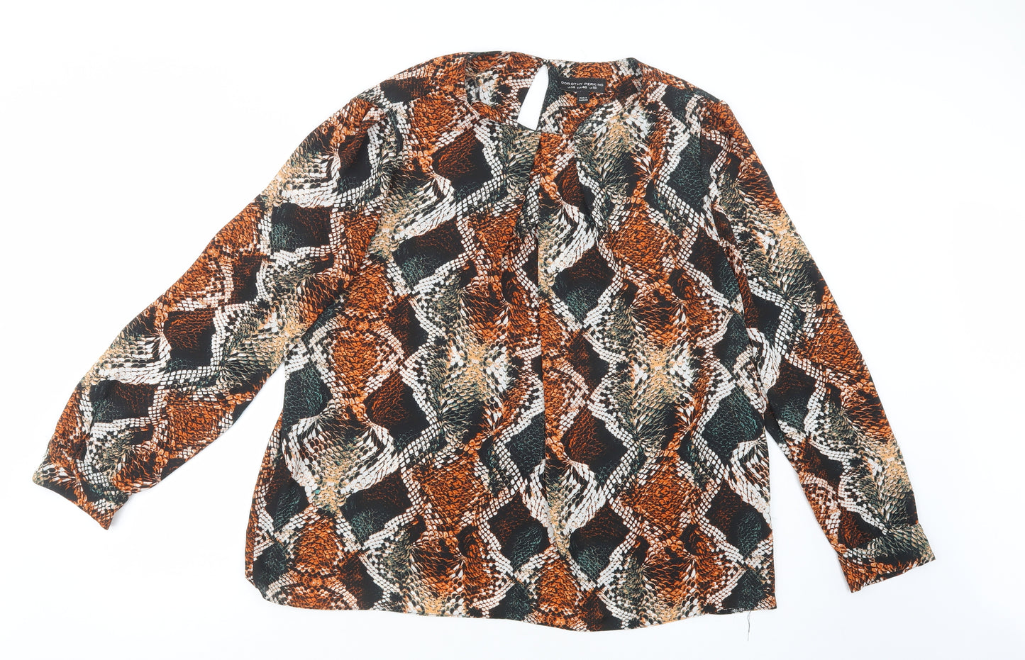 Dorothy Perkins Womens Multicoloured Animal Print Polyester Basic Blouse Size 18 Round Neck