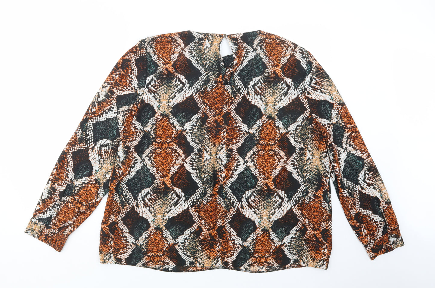 Dorothy Perkins Womens Multicoloured Animal Print Polyester Basic Blouse Size 18 Round Neck