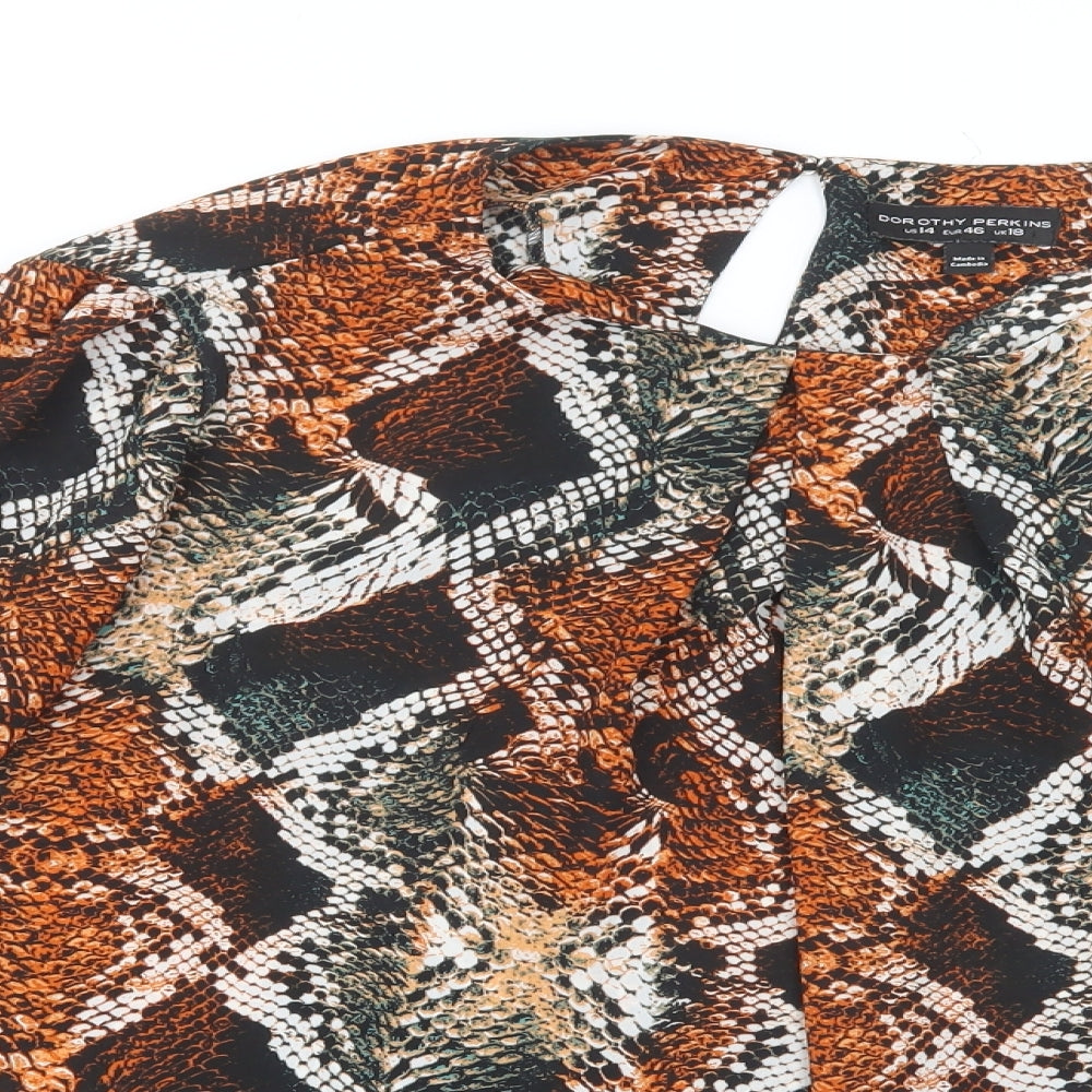 Dorothy Perkins Womens Multicoloured Animal Print Polyester Basic Blouse Size 18 Round Neck