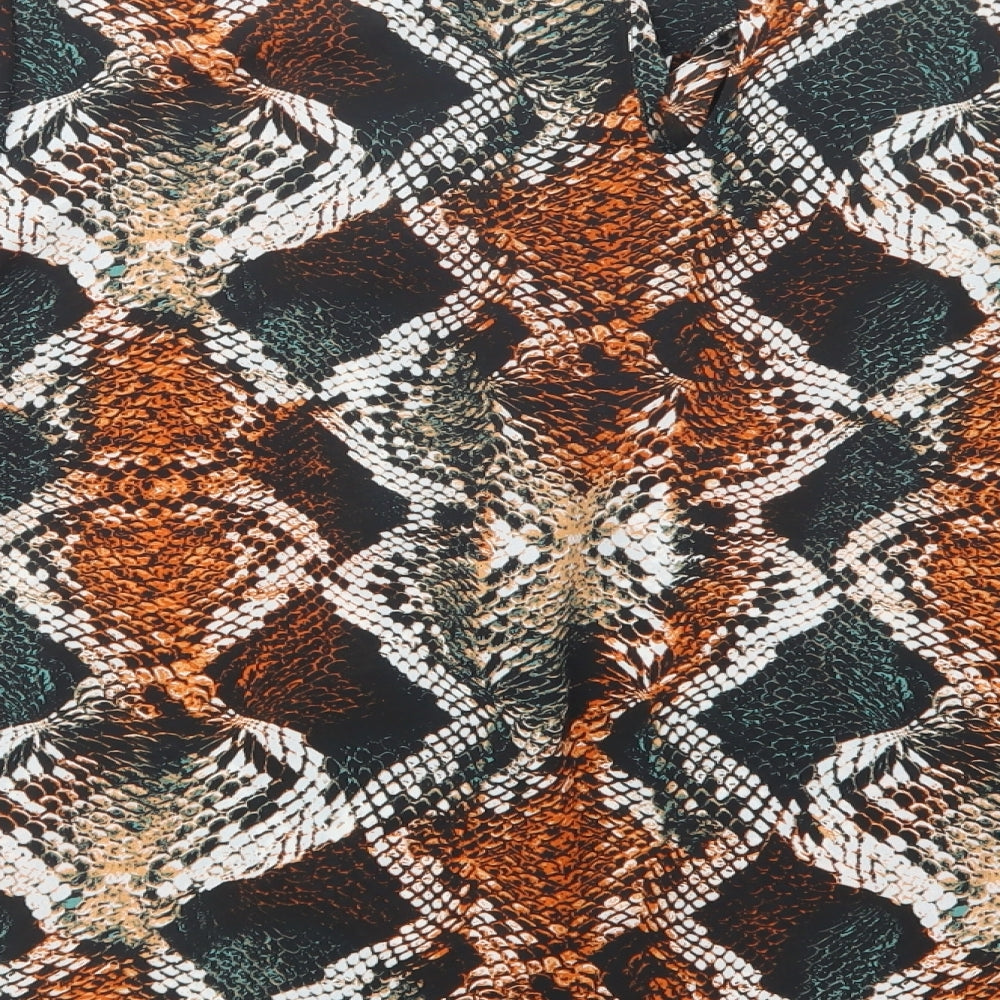 Dorothy Perkins Womens Multicoloured Animal Print Polyester Basic Blouse Size 18 Round Neck