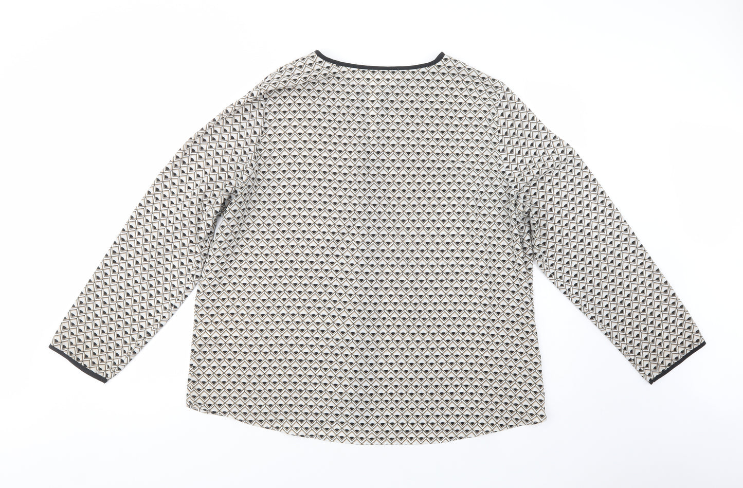 Primark Womens Ivory Geometric Polyester Basic Blouse Size 20 V-Neck