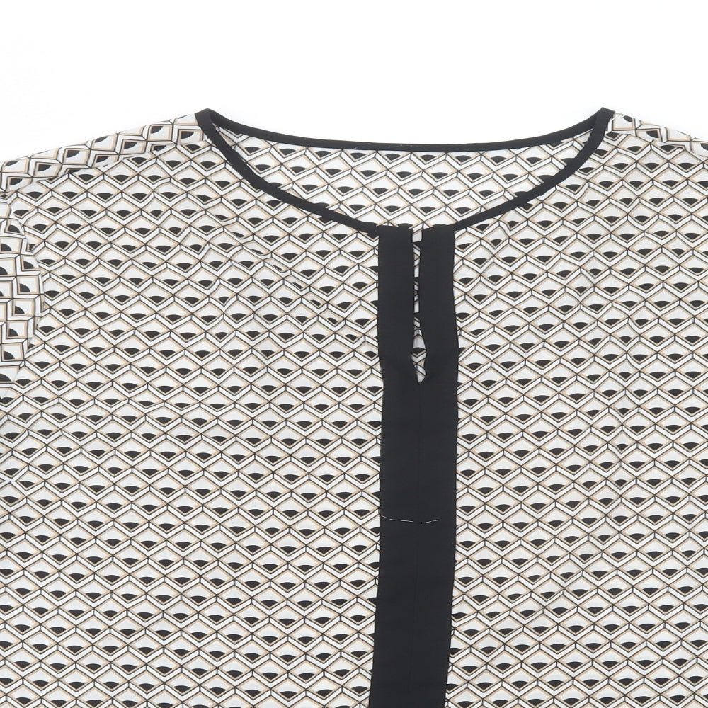 Primark Womens Ivory Geometric Polyester Basic Blouse Size 20 V-Neck