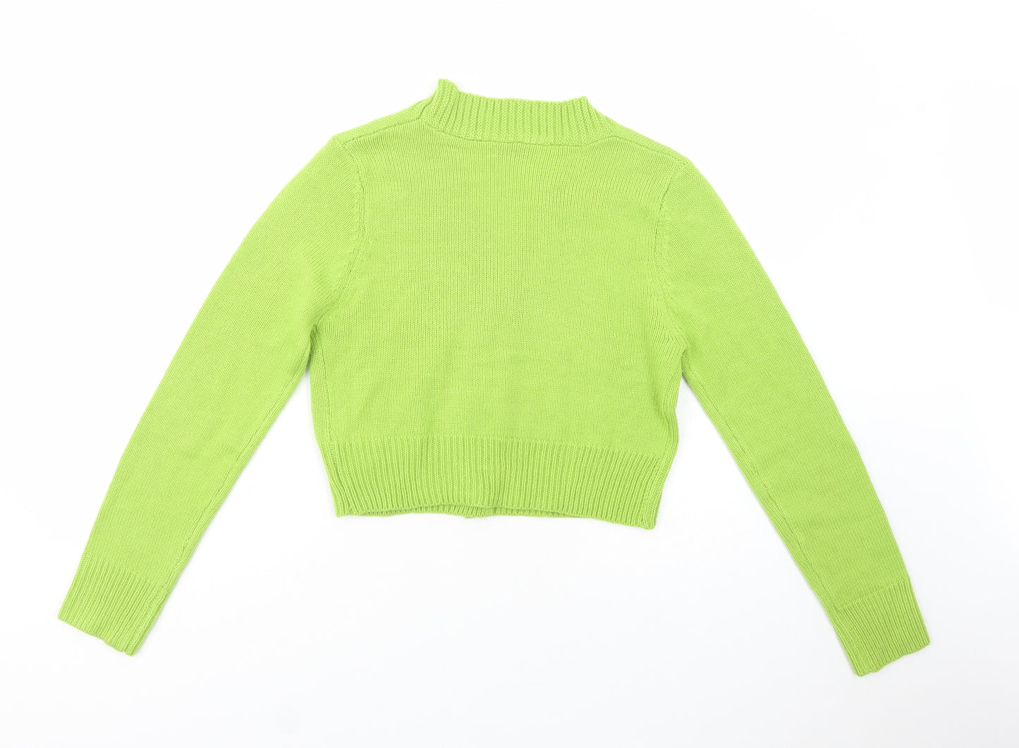 SheIn Womens Green V-Neck  Acrylic Cardigan Jumper Size S