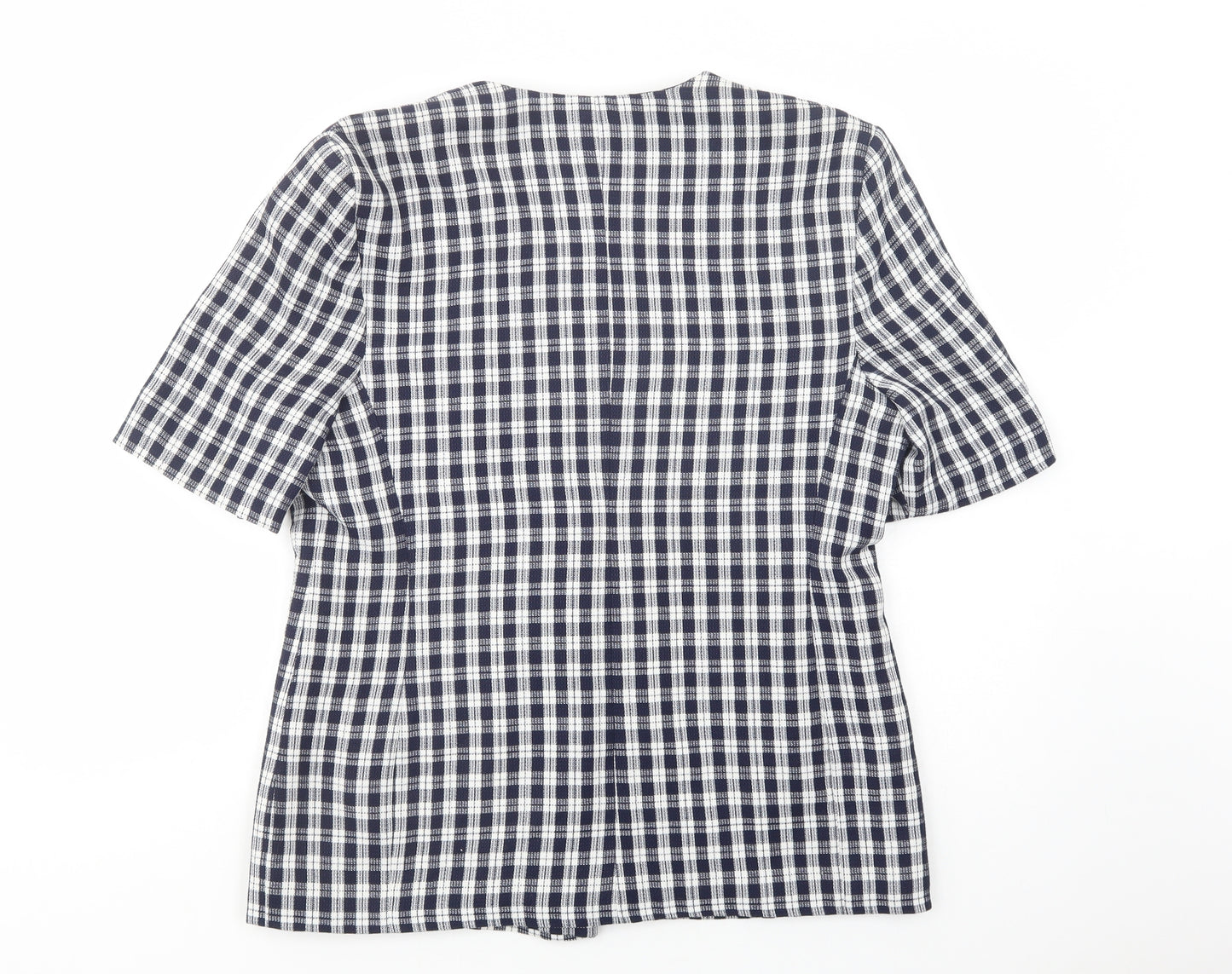 Made In England Womens Blue Plaid  Jacket Blazer Size 16  Button