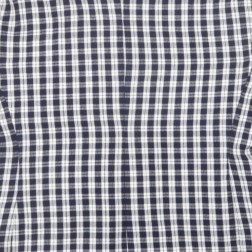 Made In England Womens Blue Plaid  Jacket Blazer Size 16  Button