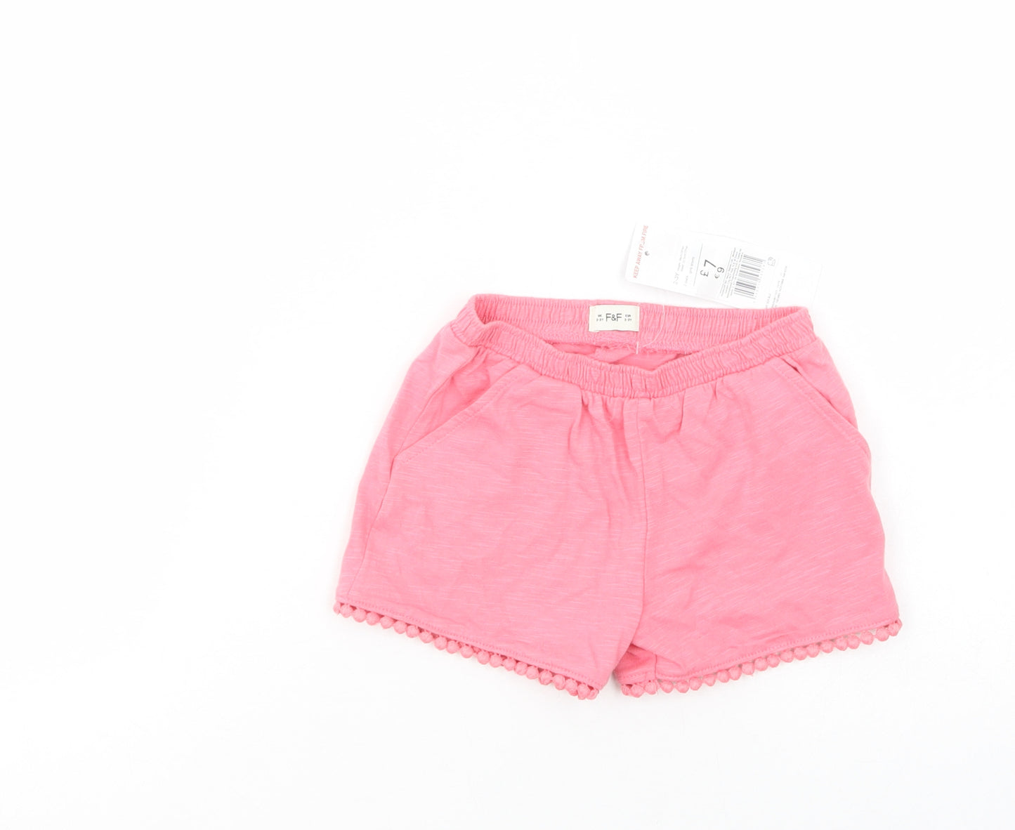F&F Girls Pink  Cotton Bermuda Shorts Size 2-3 Years  Regular