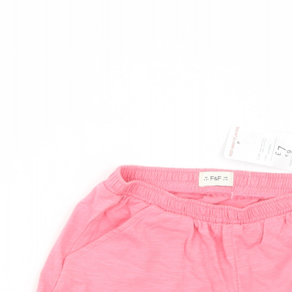 F&F Girls Pink  Cotton Bermuda Shorts Size 2-3 Years  Regular