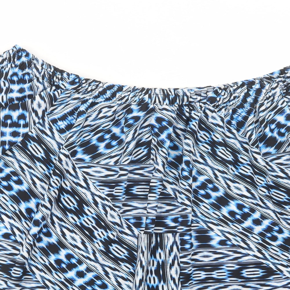 F&F Womens Blue Geometric Polyester Basic Blouse Size 20 Off the Shoulder