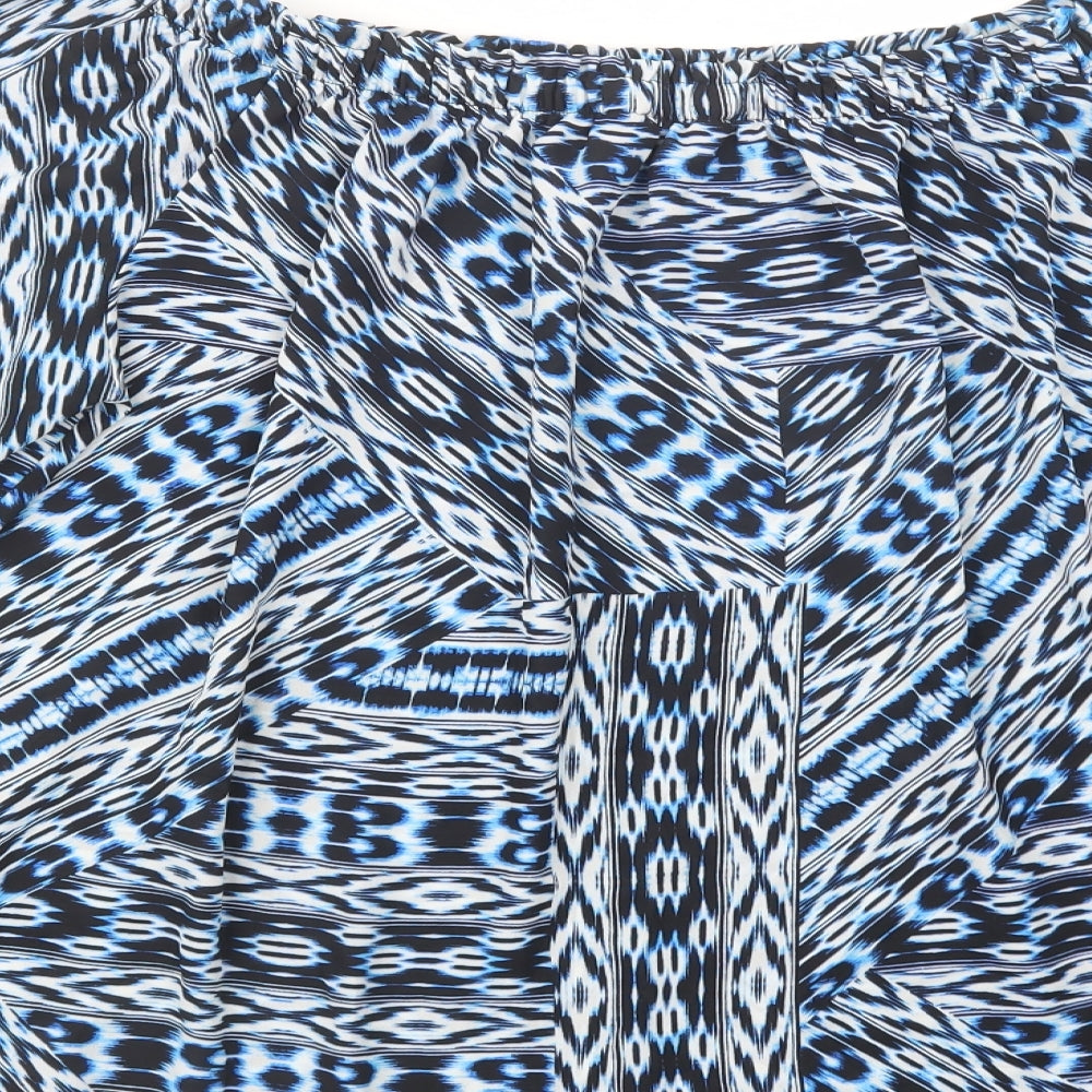 F&F Womens Blue Geometric Polyester Basic Blouse Size 20 Off the Shoulder