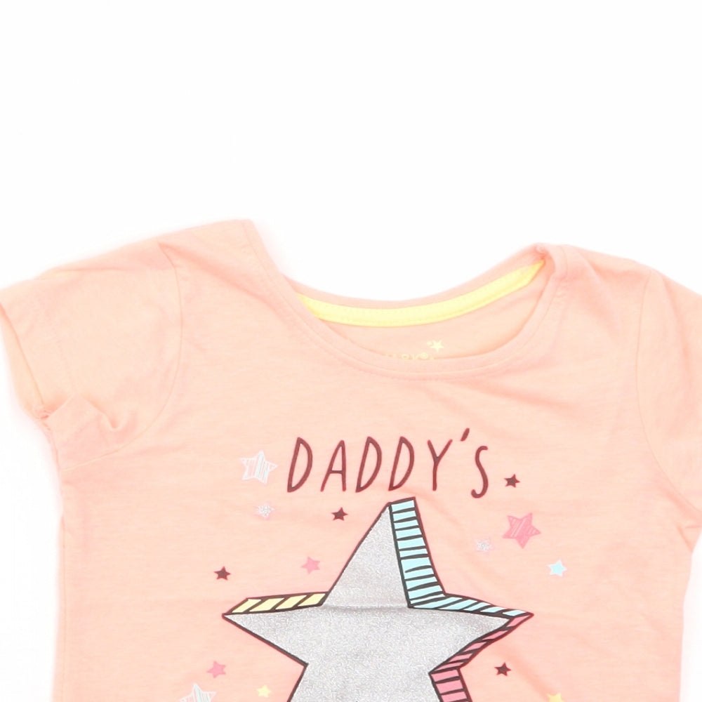 Primark Girls Pink  Polyester Pullover T-Shirt Size 2-3 Years Crew Neck Pullover - Daddy's Superstar