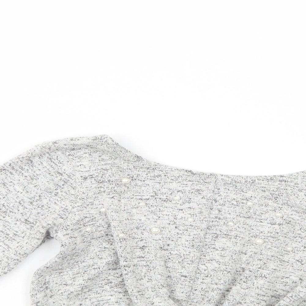 NEXT Girls Grey Boat Neck  Viscose Pullover Jumper Size 3 Years  Pullover