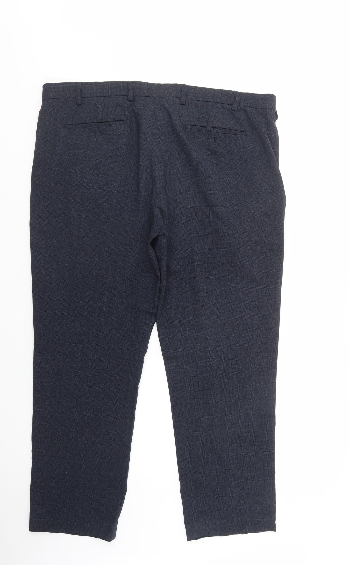 Marks and Spencer Mens Blue Plaid Wool Dress Pants Trousers Size 40 in L29 in Regular Button