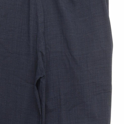 Marks and Spencer Mens Blue Plaid Wool Dress Pants Trousers Size 40 in L29 in Regular Button