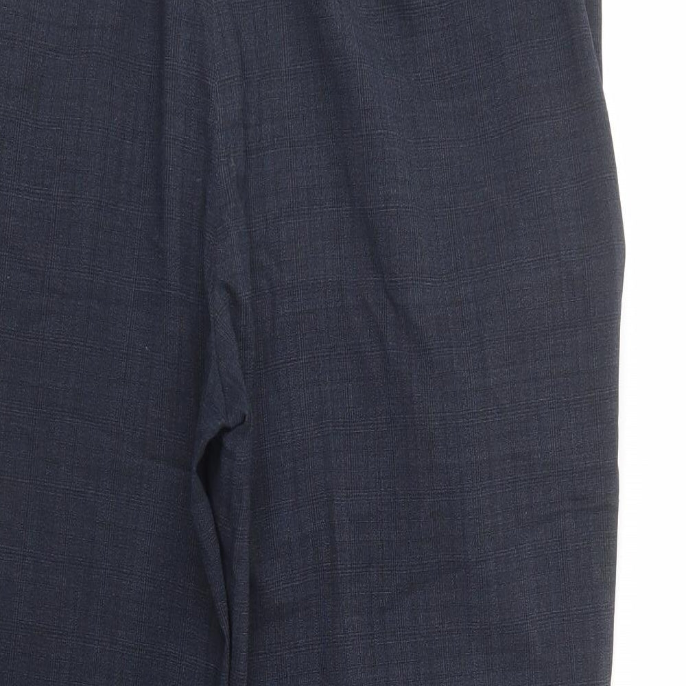 Marks and Spencer Mens Blue Plaid Wool Dress Pants Trousers Size 40 in L29 in Regular Button