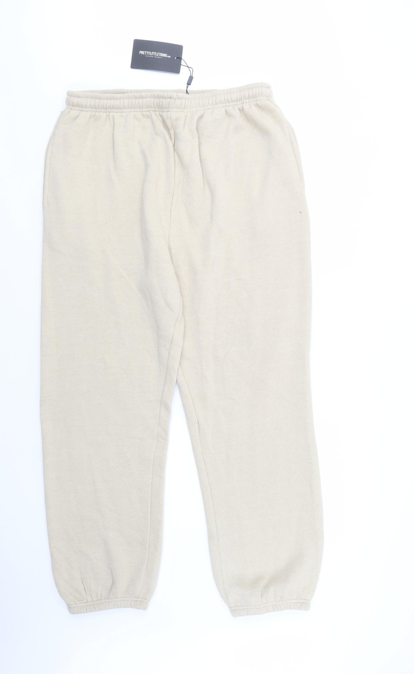 PRETTYLITTLETHING Womens Beige  Cotton Jogger Trousers Size L L31 in Regular