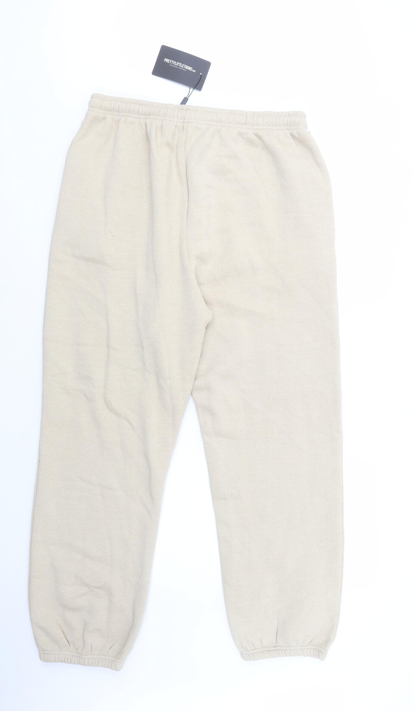 PRETTYLITTLETHING Womens Beige  Cotton Jogger Trousers Size L L31 in Regular
