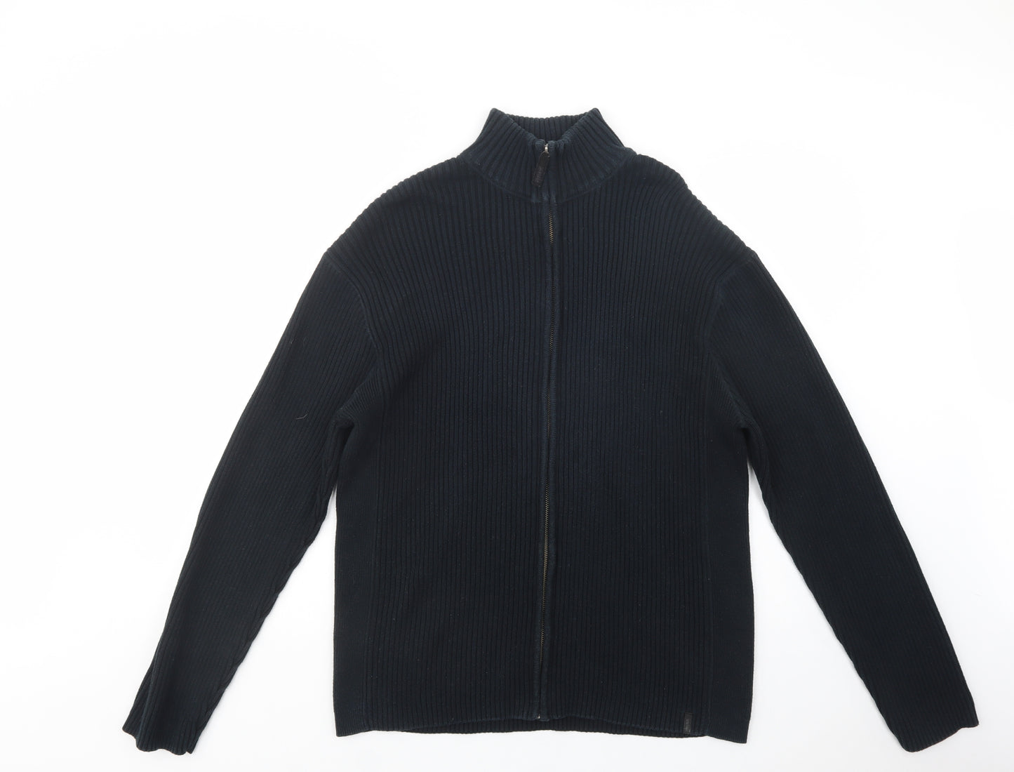 NEXT Mens Blue High Neck  Cotton Full Zip Jumper Size 2XL