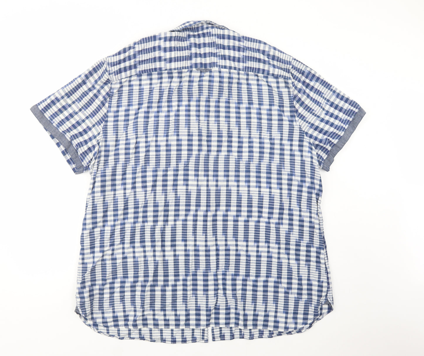 F&F Mens Blue Geometric Cotton  Button-Up Size 3XL Collared Button