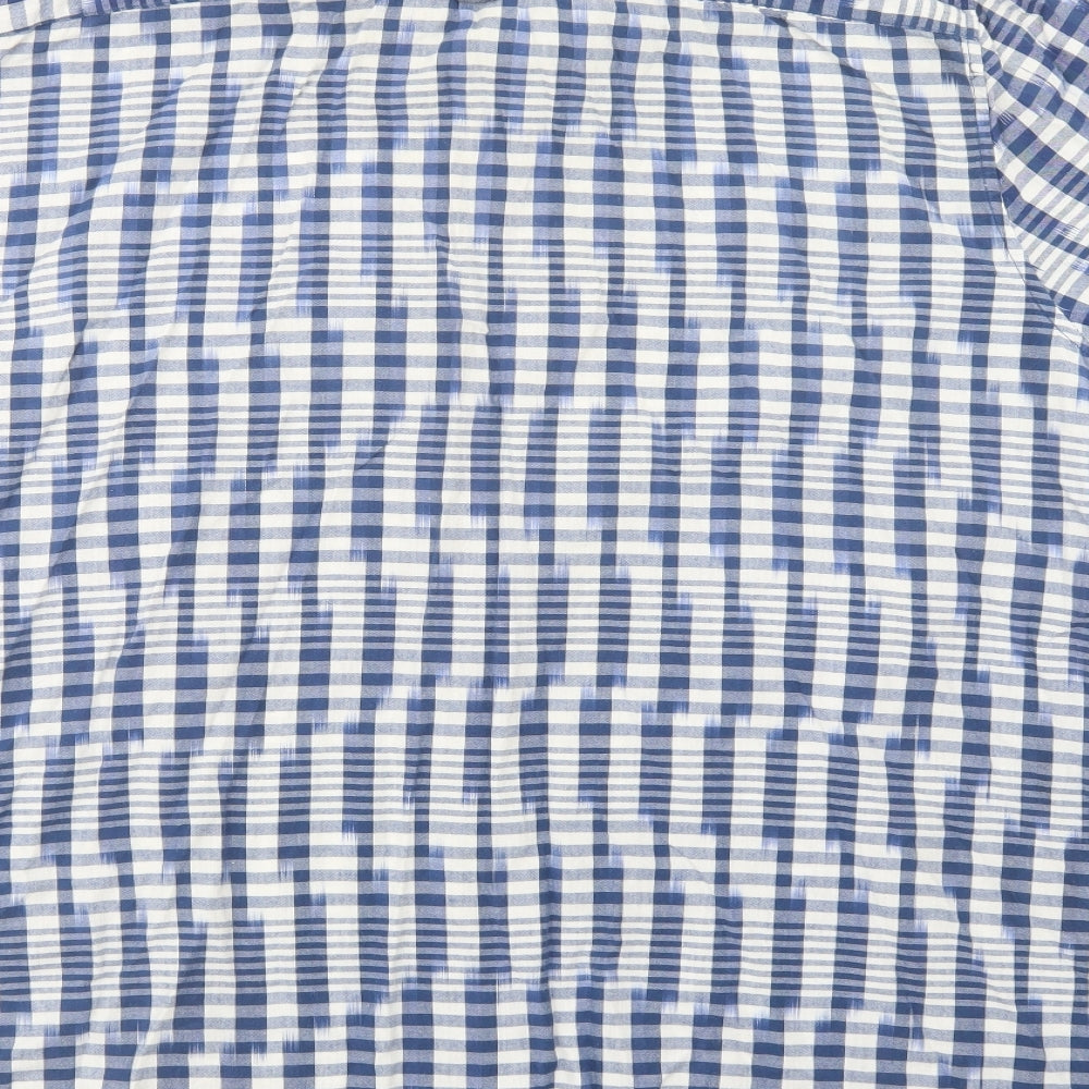 F&F Mens Blue Geometric Cotton  Button-Up Size 3XL Collared Button