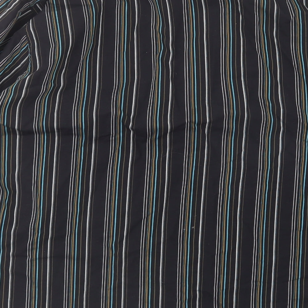 Dunnes Stores Mens Black Striped Cotton  Dress Shirt Size 2XL Collared Button